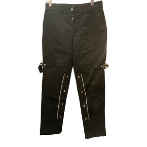 Carmar womens high rise pants zippers & buckles black 28 waist